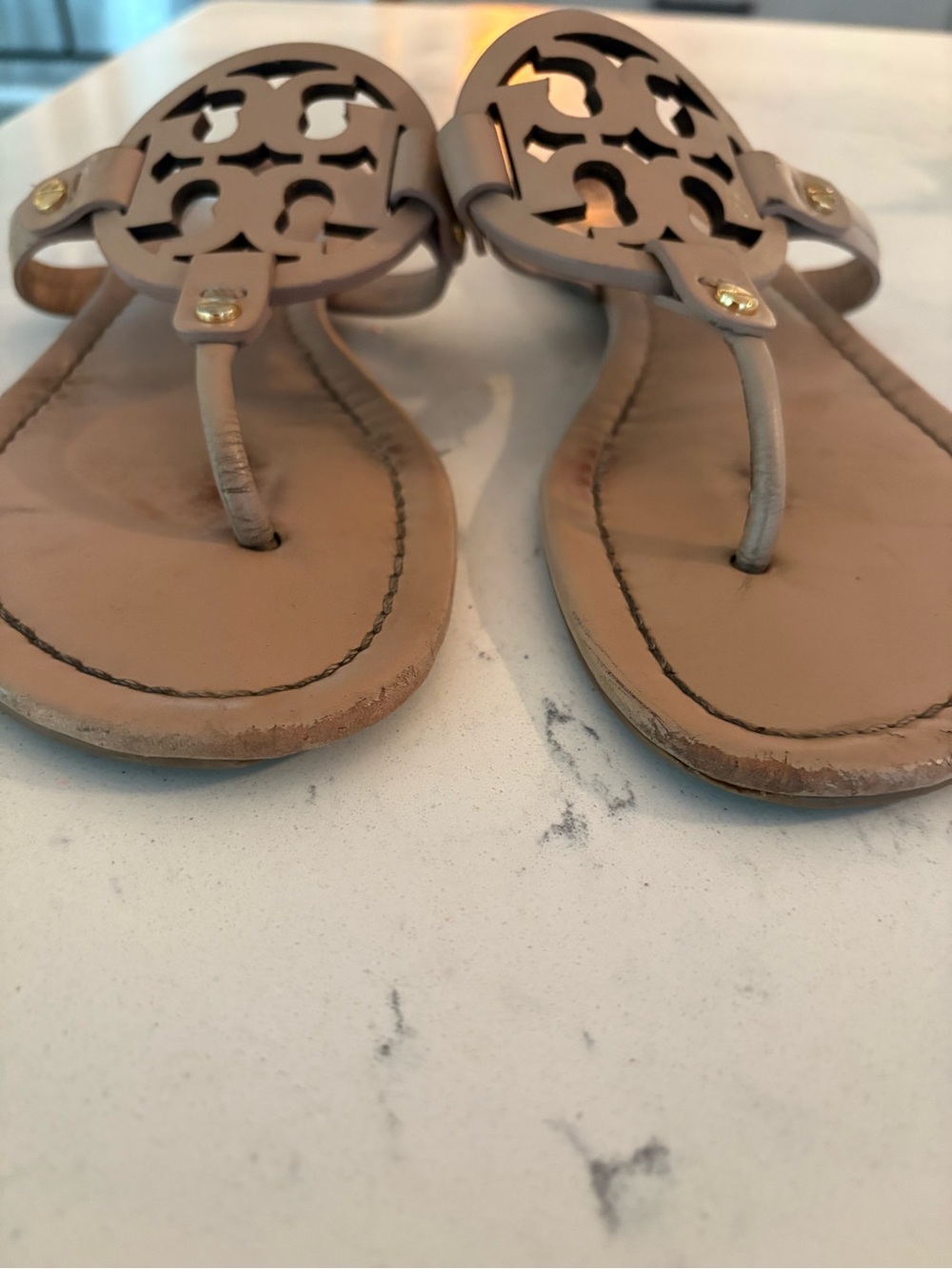 Tory Burch Miller Logo Thong Sandal in Beige - Picture 4 of 5